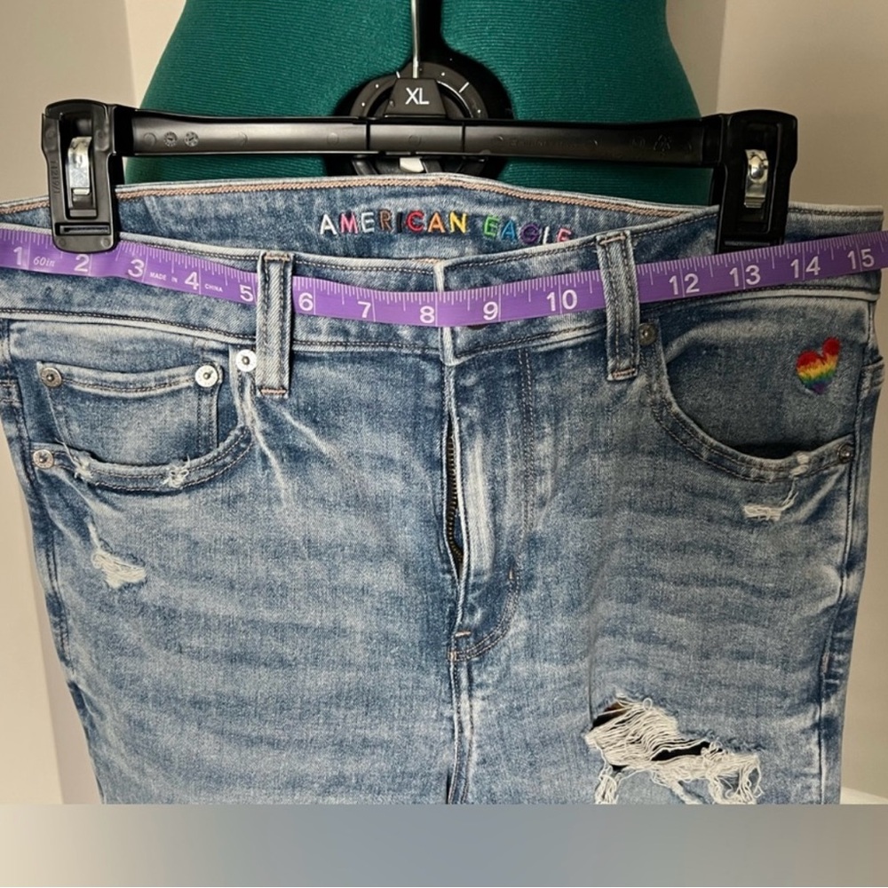 American Eagle high rise super stretch pride festival flare embroidered jeans - Picture 7 of 14